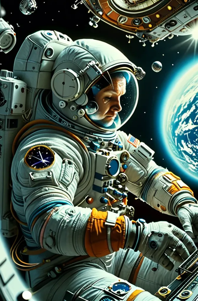  astronaut, repairing watches in space film, hips, dynamics,  movement, Emotions