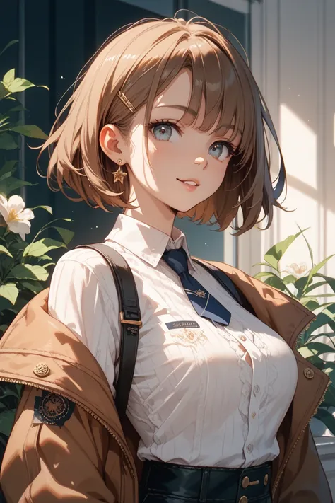 Please draw a girl with brown bob hair