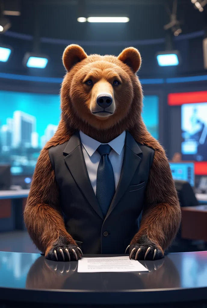 A bear giving news 