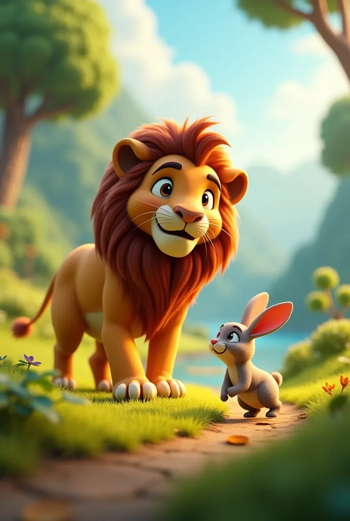 lion and rabbit 3d animation ai