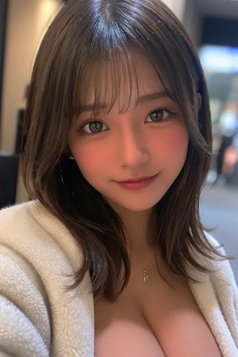 table top, top quality, shape, very well detailed, finely, High Resolution,   8k Wallpaper, 完璧なダイナミックな構shape, beautiful and delicate eyes, Tokyo Trends冬ファッション,Tokyo Trends＆randomly introduces cute hairstyles,  natural colored lips, random sexy pose,cute sm...