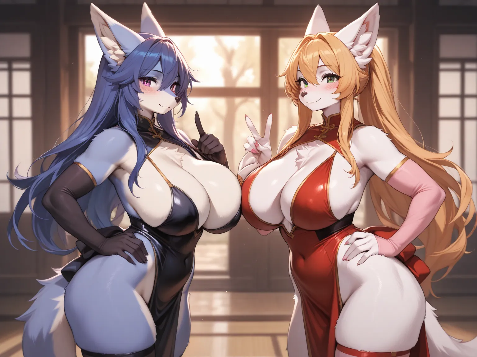 Source_furry, multiple girls, furry, anthro, sexy