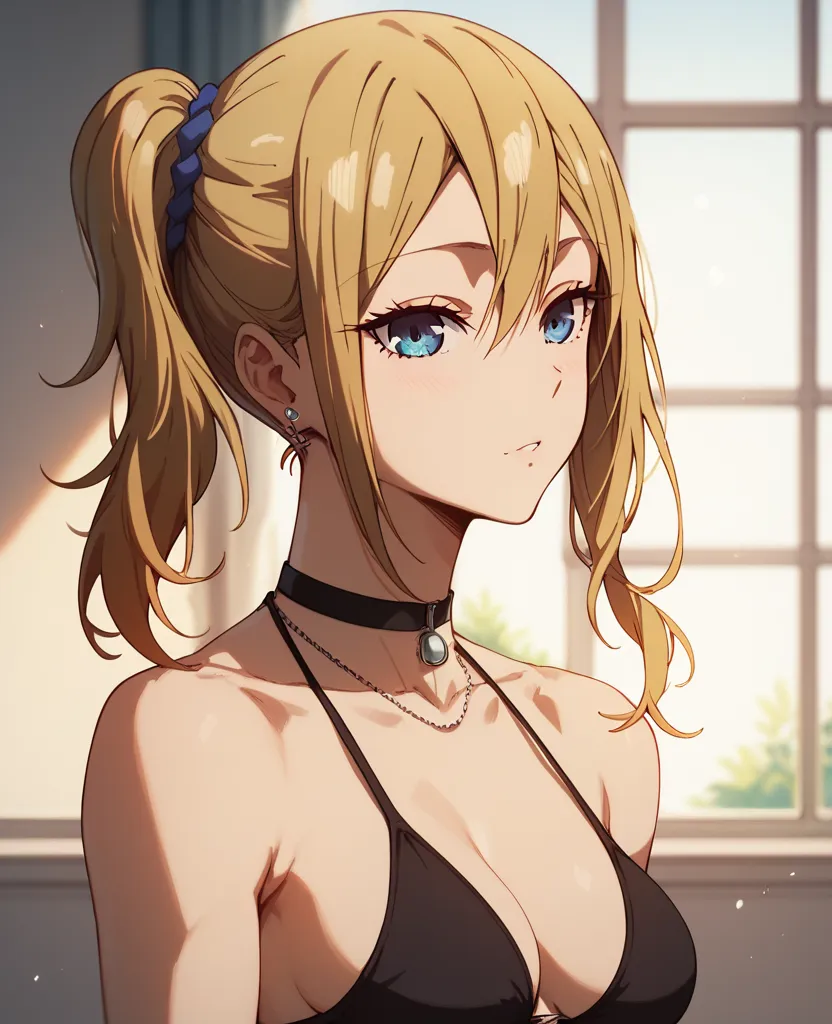 Hayasaka Ai, sleeveless, black bikini, sexy, medium breast size