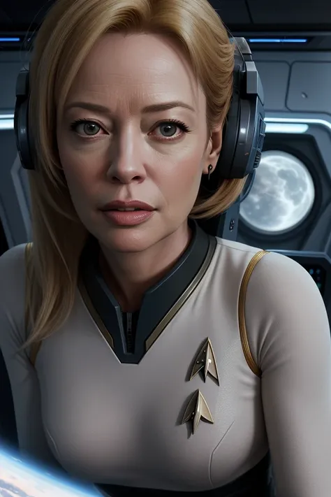 Jeri Ryan as 'Seven Of Nine' having vaginal sex with a man on the starship enterprise, Star Trek TNG, detailed, Photorealistic, high resolution, 8k, photorealistic, hyper detailed, intricate details, dramatic lighting, cinematic composition