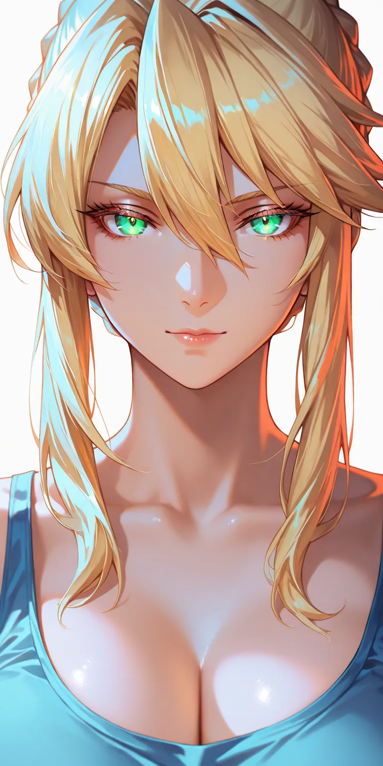 Masterpiece, very aesthetic, vibrant, high contrast, high resolution, ultra detailed, elegant mature woman, artoria Pendragon (lancer), tank top, soft light, best quality, newest, Castlevania: nocturne anime style, portrait, colorful, breasts 