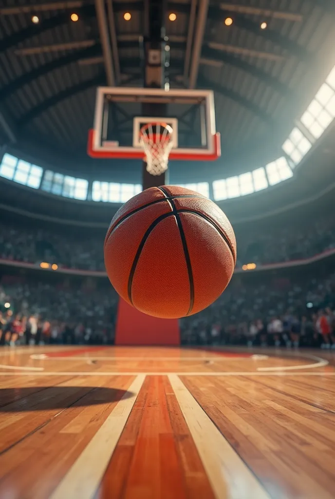 Picture of a basketball with a basket