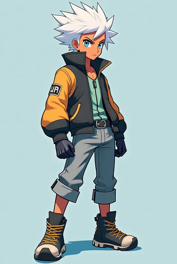 A brand new male Pokemon trainer, that has white hair