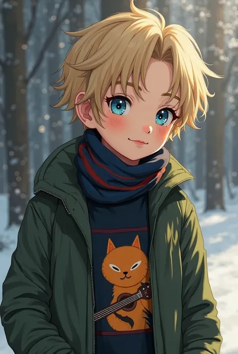 Yosif Orlov is a boy with a pale complexion. It's a pressure, angelic face . He has charming blue eyes. His eyelashes make his eyes look prettier, that matches his dark blonde hair wavy a little below his neck. On the front she has tufts on the right side...