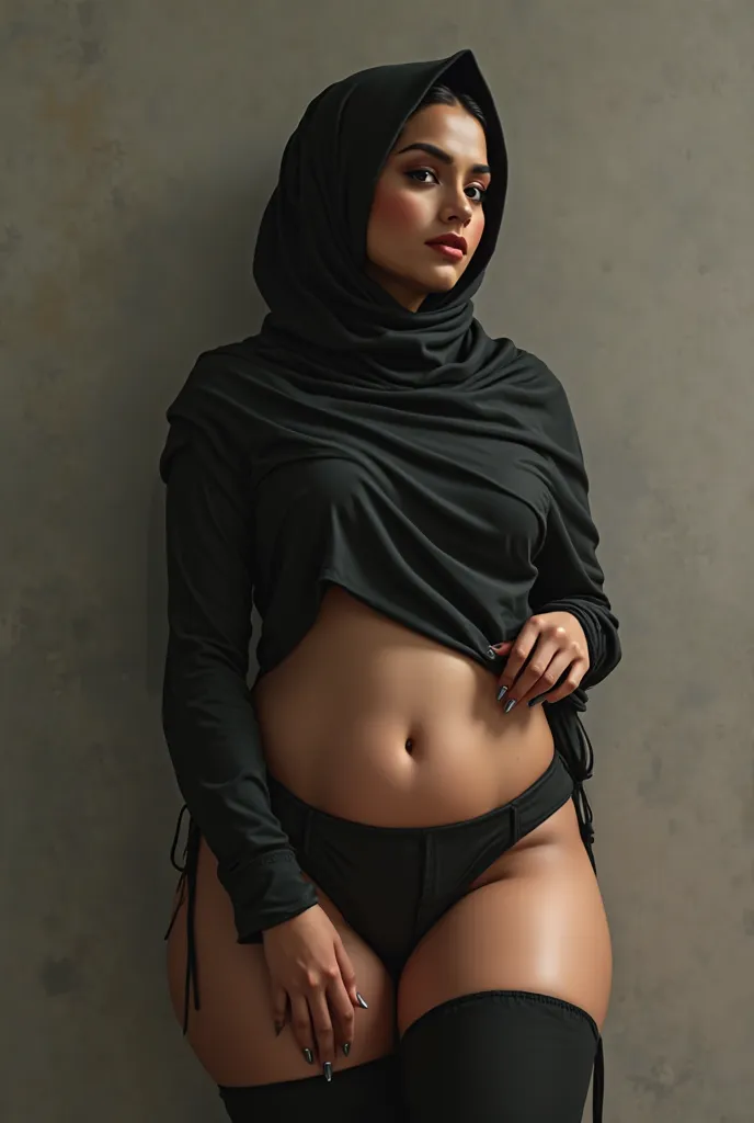 Thick thighs hijabi skinny waist Bengali with no panties 