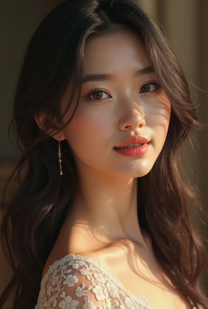 **"Hyper-realistic portrait in 8K quality of a young Thai woman of exceptional beauty, inspired by praew phatcharin from Asianparadise. Her face is delicate and harmonious, with a well-defined structure: soft jaw and a slightly sharp chin that enhances her...