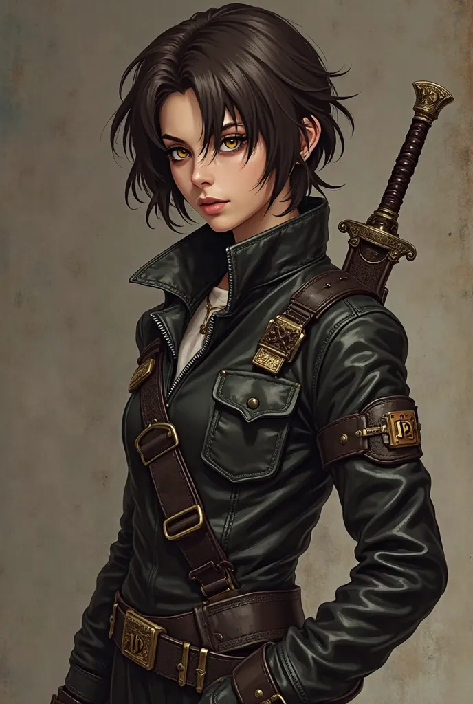 Ezra has intense amber eyes, a vestige of the Cursewell lineage, and dark brown hair always misaligned. His clothes are functional and discreet, generally a reinforced leather set with multiple pockets and hidden compartments for weapons. She carries an an...