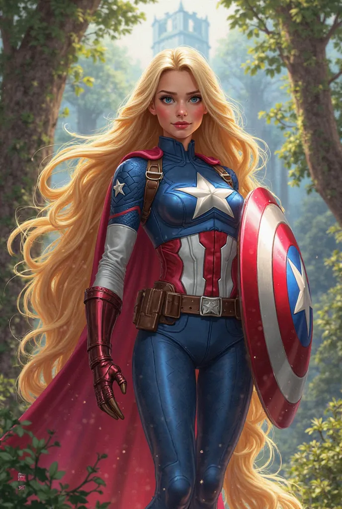 Disney Rapunzel dressed as captain America 