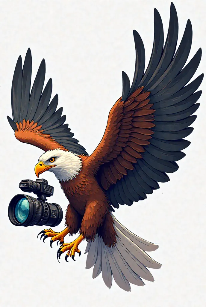 Eagle with video camera in animation for a logo