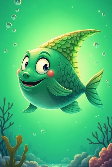 pesce luna cartoon green screen 