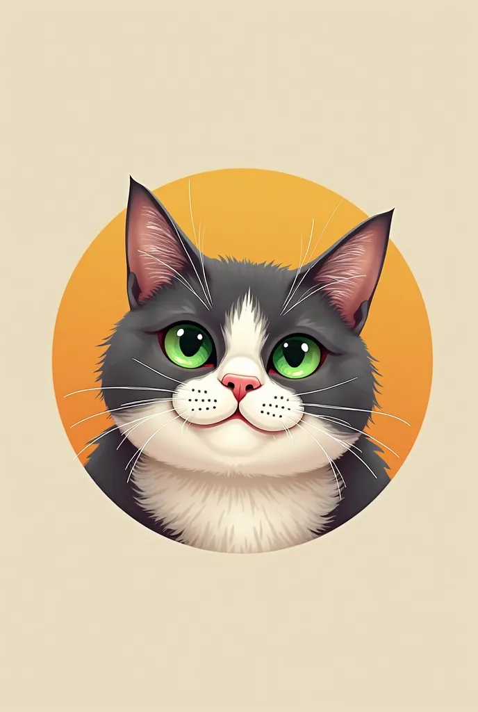 Je veut un logo rond avec une tête chat  de british short hair bien gouflu avec des yeux vert 