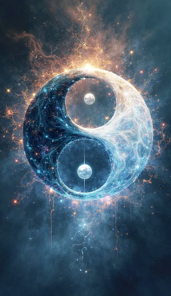 Illustration of energy fusing in the image of yin and yang marks