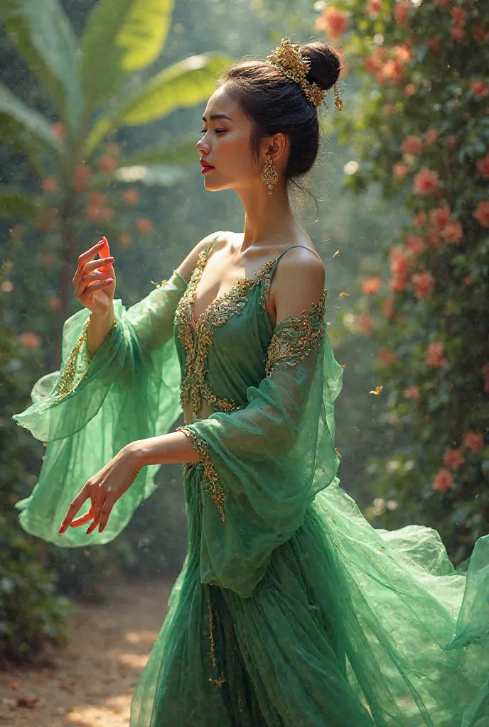 Thailand dancer with green dress