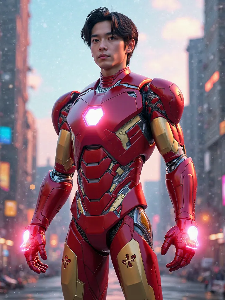 Make me an image of Jungkook dressed as Iron Man