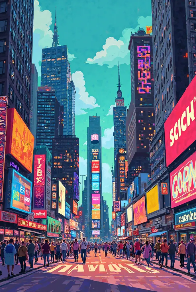 timesquare without people cartoon