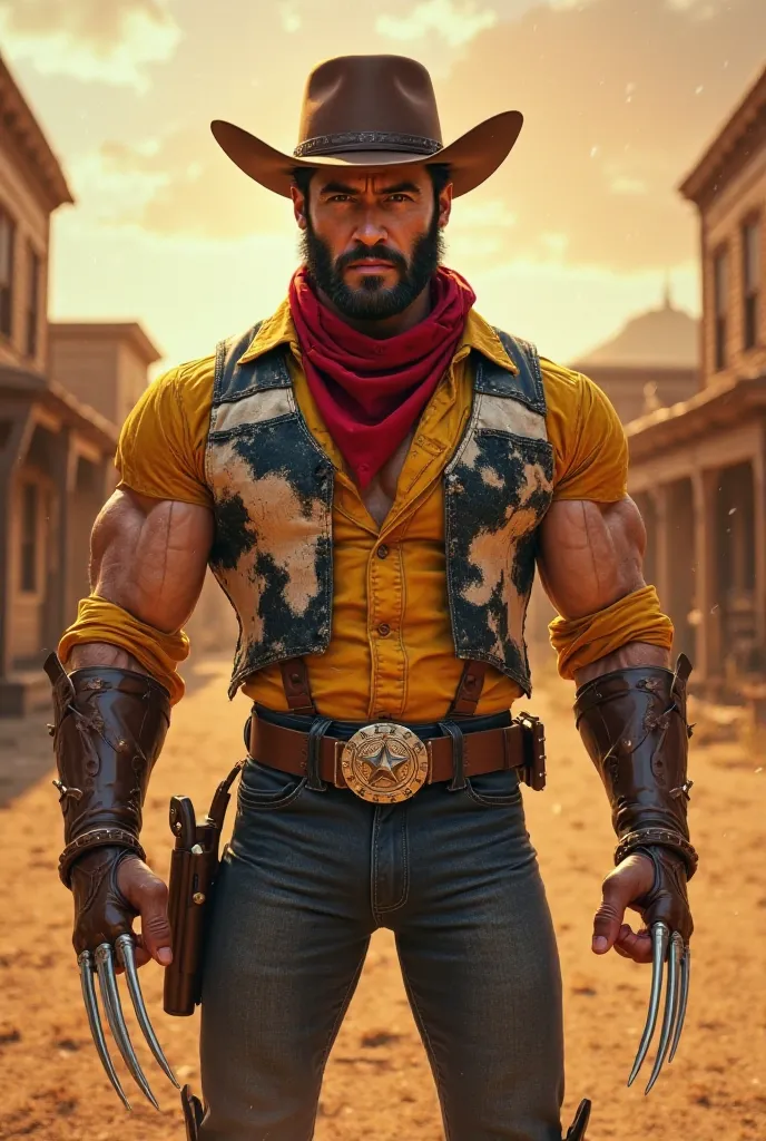 (Two)
Create an ultra-detailed 8K image of a perfectly merged hybrid fusion between Woody and Wolverine, standing in the Wild West with a rugged, cinematic atmosphere. Captured from the hips up, his physique is hyper-muscular, blending Wolverine’s powerful...