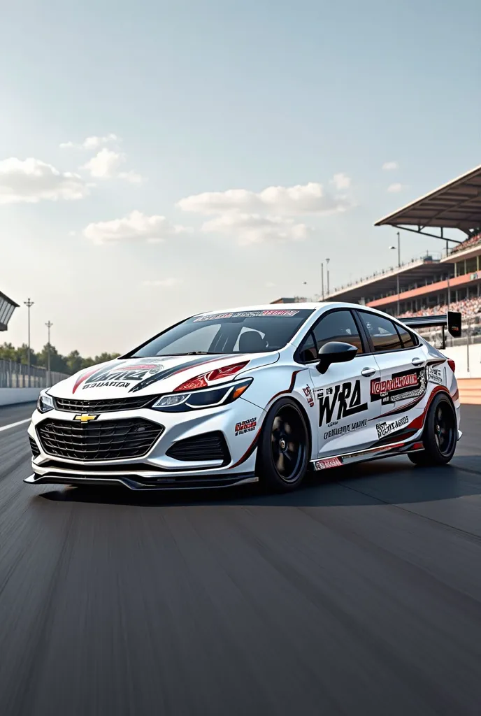 Chevole cruze 2019 white with racing paint with the WRA logo and veneers 