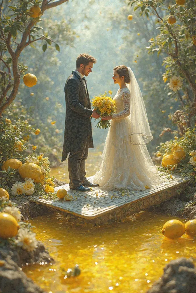 A person gets married on a grater and the end is a pool of lemon