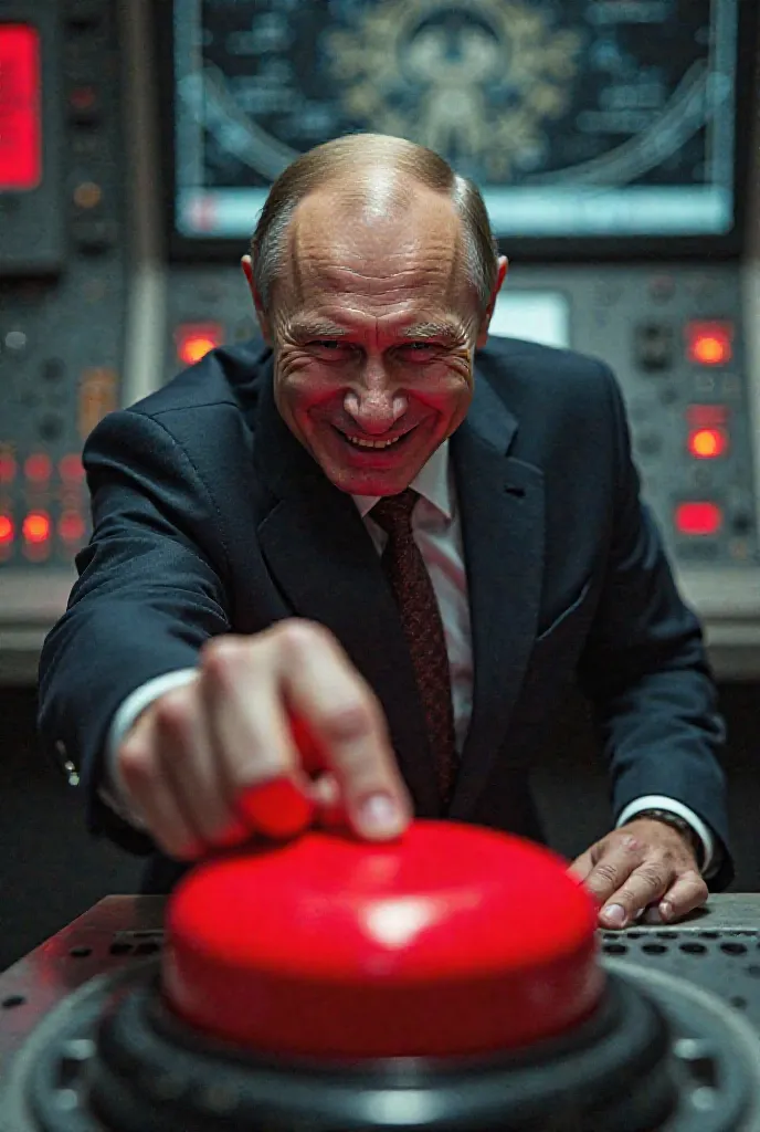 Putin laughs at the push of a red button
