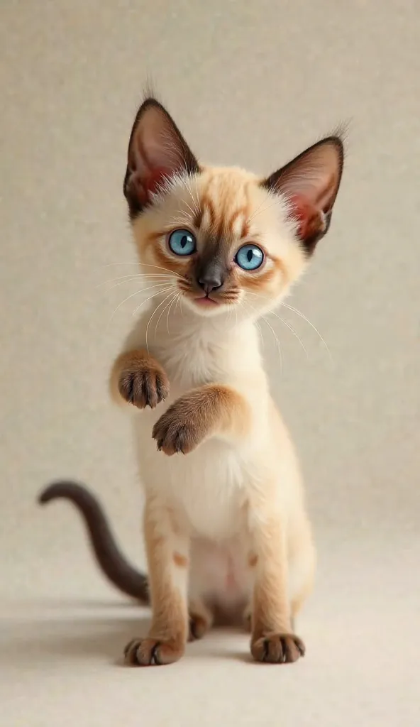 Yellow Siamese kitten and standing bow 