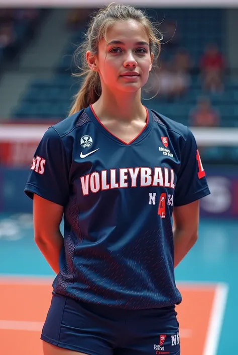 I want you to create a blouse model for a volleyball team , with the name of the team CSV , being the main color dark blue with details 