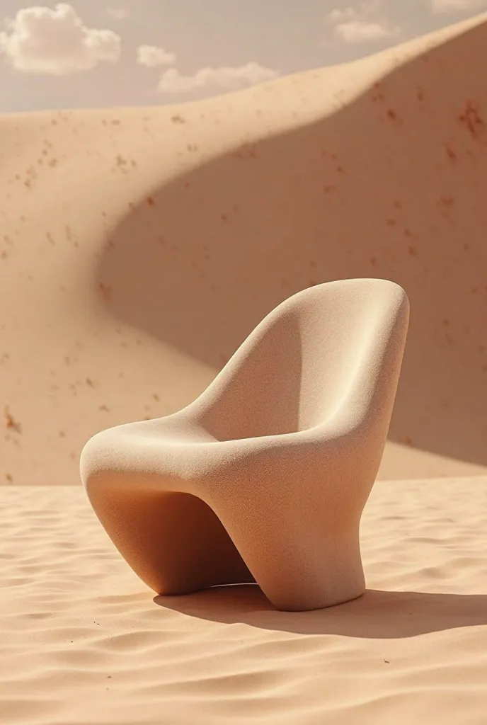 Render is an interior design for a chair inspired by the ripples of sand in Wadi Rum in a modern and innovative style