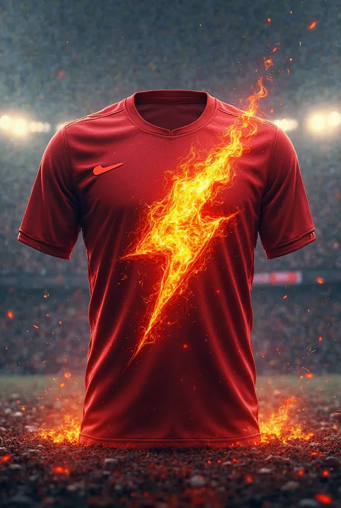 Football shirt with a flame in the center 