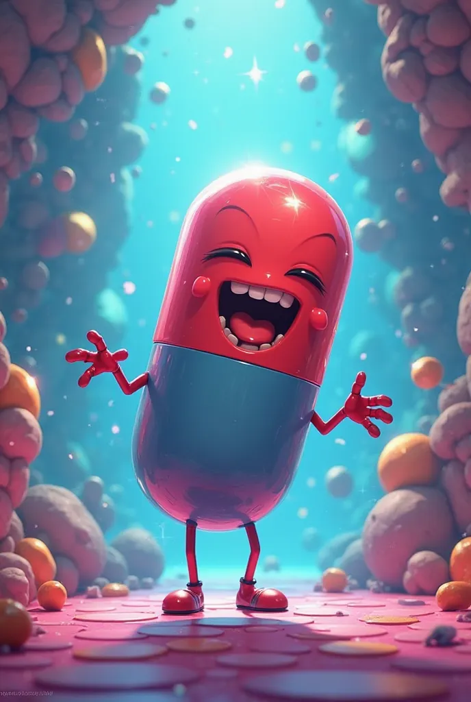 An animated comic video of a Viagra pill jumping and singing the Fonsi Despacito song