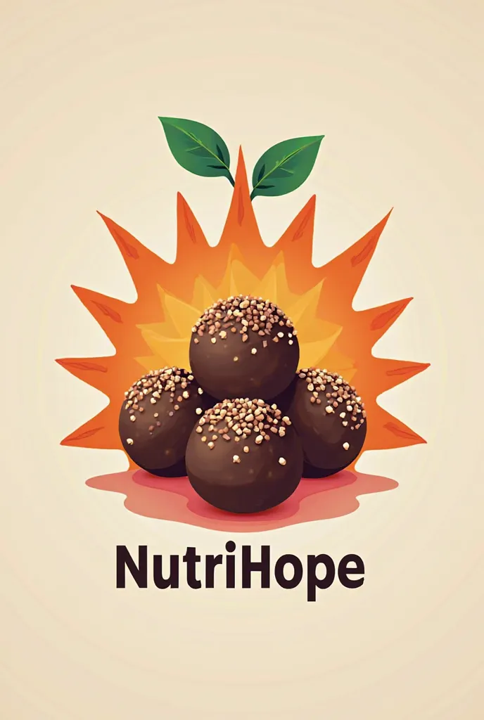 Make me a colorful logo with a striking image of nutritious truffles with the name of the brand "NutriHope" Keep in mind that it is a food for ren with cancer so it should give the impression of happiness 