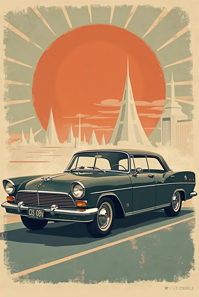 car name "vintage poster with Opel Klaustra"