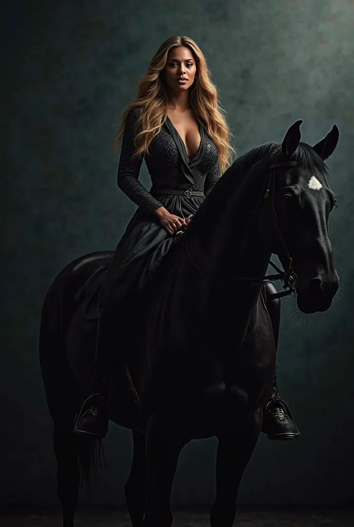 Beyoncé on a black horse