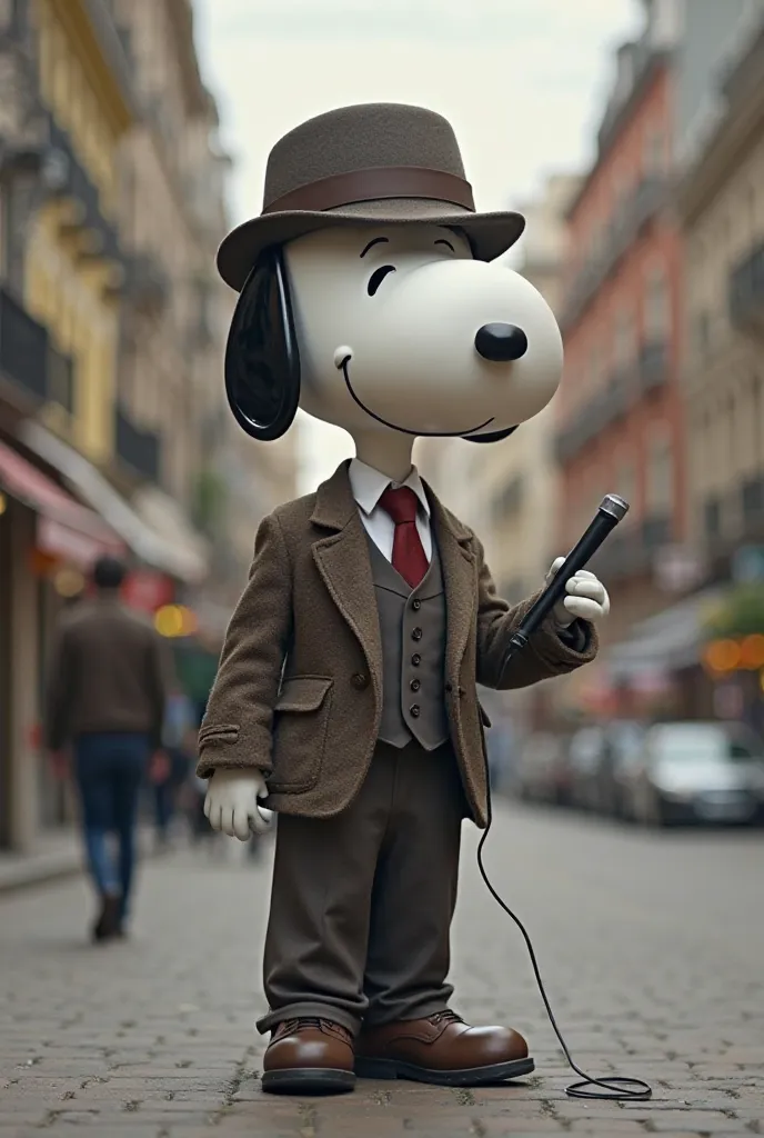 A snoopy who is like a journalist on television, But in both men's and women's versions, besides having his elegant but quiet suit that proves to be a journalist and with some newspaper or microphone, it can be on a television channel or on the street 