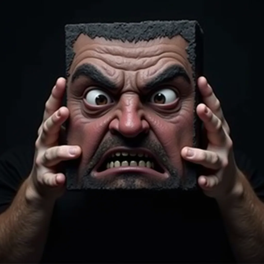 Prompt for Fact Video Thumbnail:
"A hyper-realistic Minecraft-style face with an intense expression, resembling a blocky human face with deep details, sharp eyes, and a slightly aggressive or shocked look. The face is composed of three blocks, with the mid...