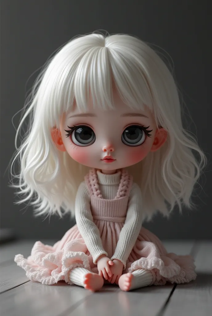 there is a doll that is sitting on a black and white background, cute pocelain doll, adorable digital painting, cute digital art, cute 3 d render, plastic doll, cute detailed digital art, render of a cute 3d anime girl, doll phobia, doll in hand, portrait ...