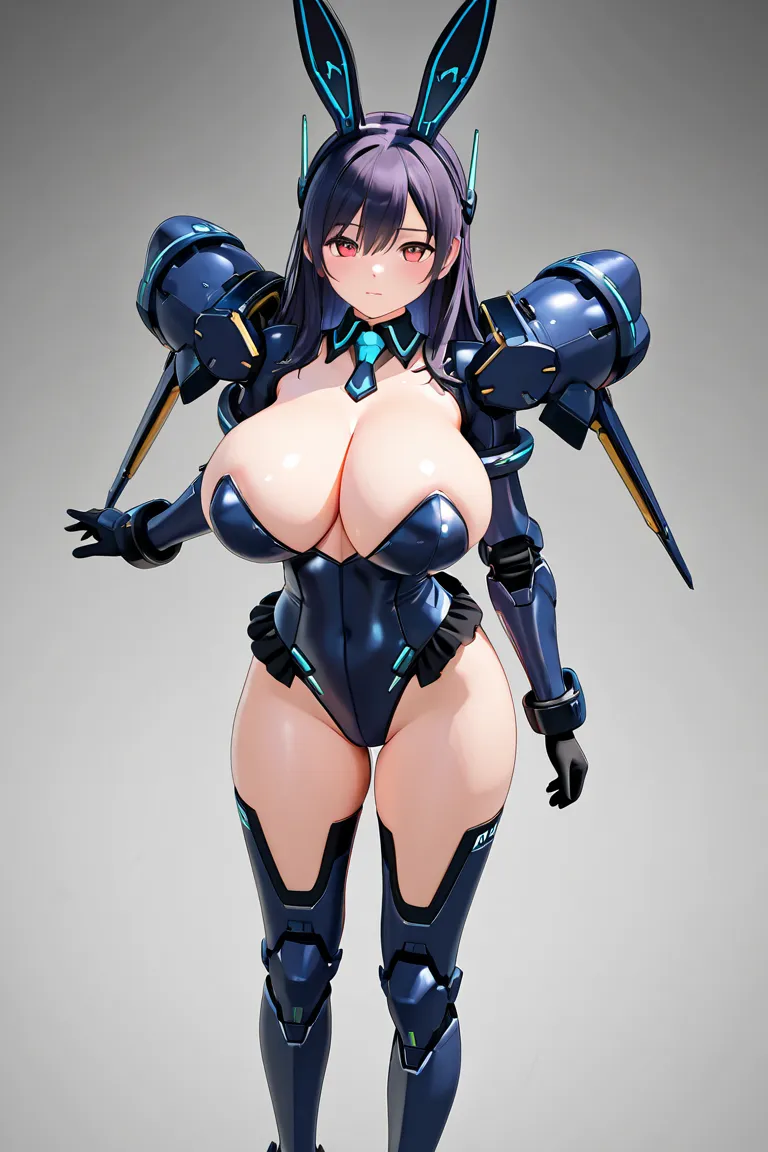 anime style, 1girl, younger female, mecha musume, armored leotard, bunnysuit, perfect hands, 3d, nsfw, high resolution, high quality, hd, round breasts, small breasts, round breasts, medium breasts, round breasts, large breasts, round breasts, huge breasts