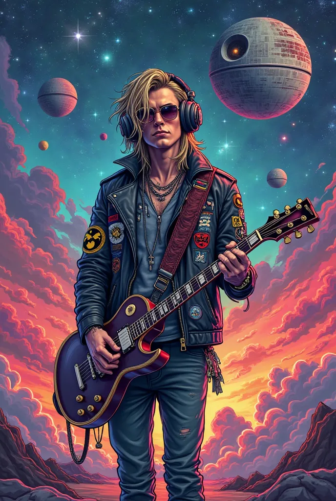 Seal Clan Image Description:
Imagine a character with a unique style, that merges rock rebellion with cosmic and science-fiction elements. Their look evokes the aesthetics of 80's, 90's and up to the spirit of the 1920s, rock bands with a leather jacket ad...