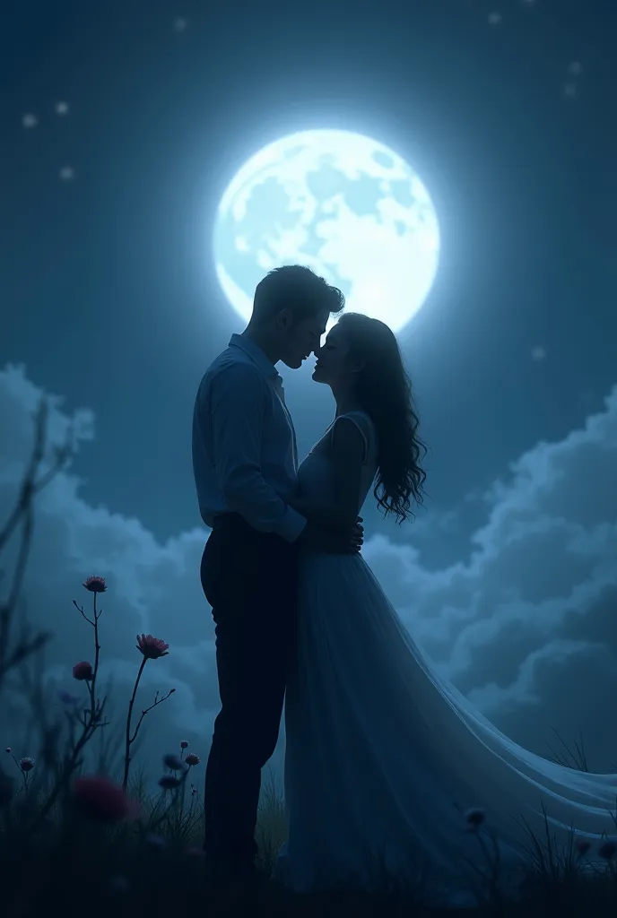 Couple in the moonlight without showing the rest