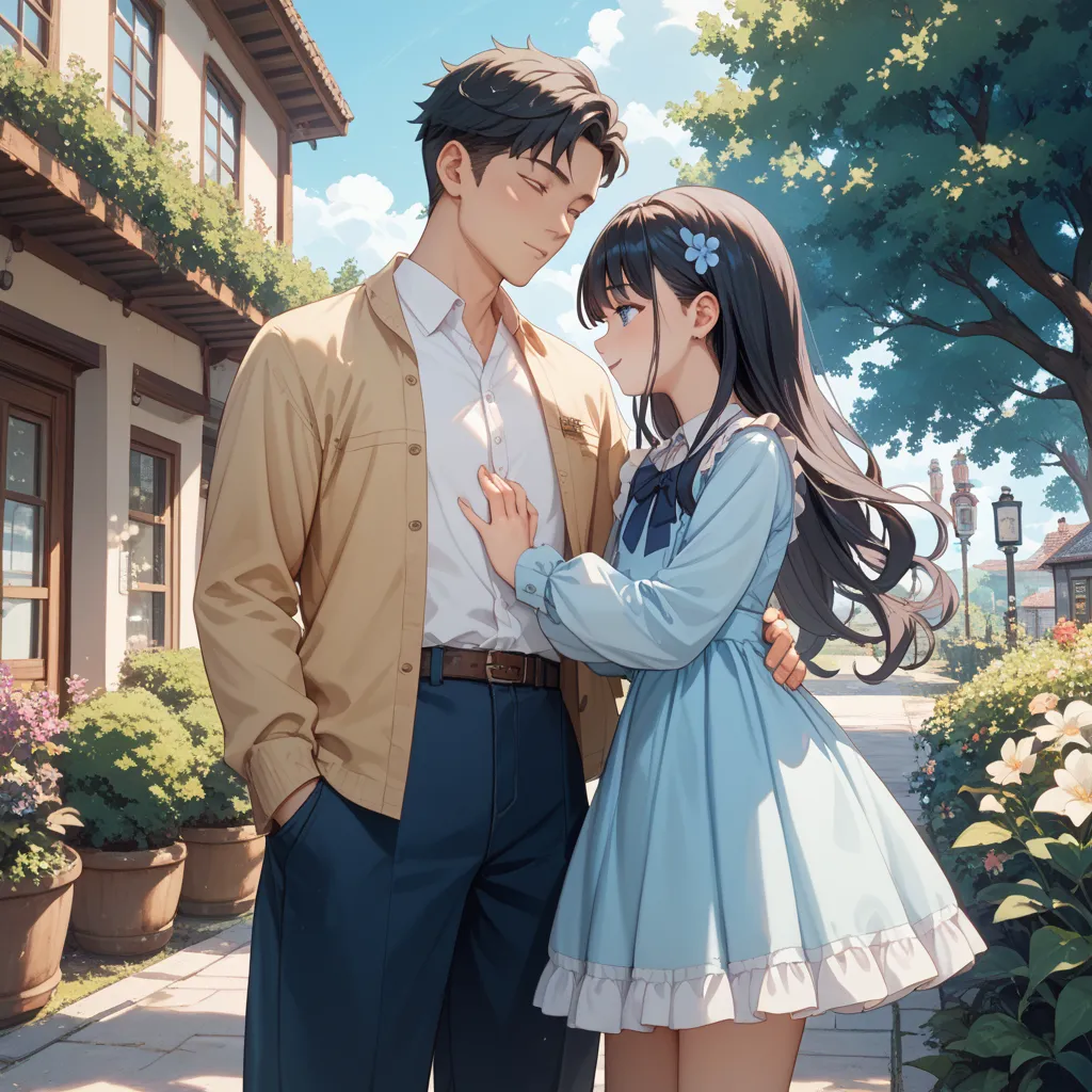 nsfw、mosaic、、cute elementary school girl,５age、black hair long hair、 clear、flat chest、light blue dress with sleeves、Countryside riverbank、、skirt、A man is touching a girl's lower abdomen.