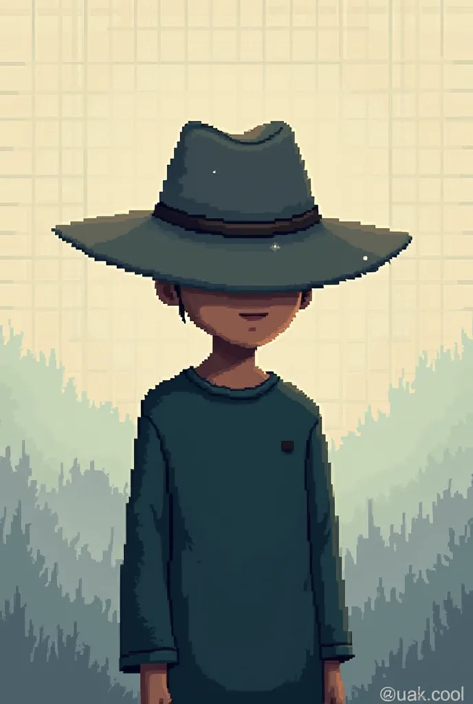 Cover your eyes with the hat and make it more pixel art