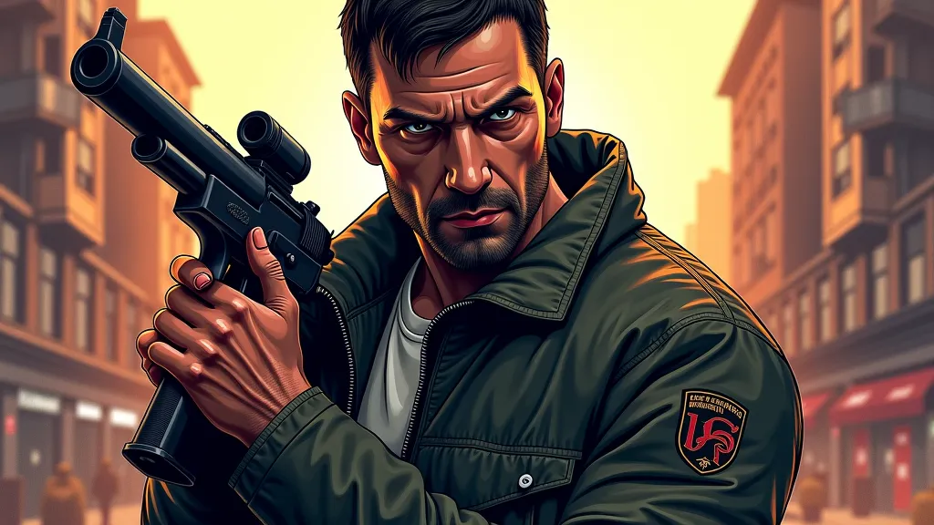 gta characters  Niko Bellic  poster with shotgun