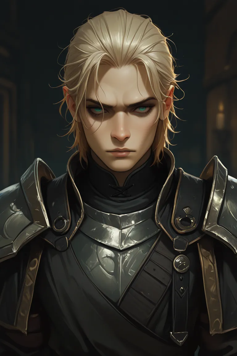 ritter/Paladin (man, Light blonde hair with black accents, bart, Nice quiet style) (Dungeons & Dragons Style)