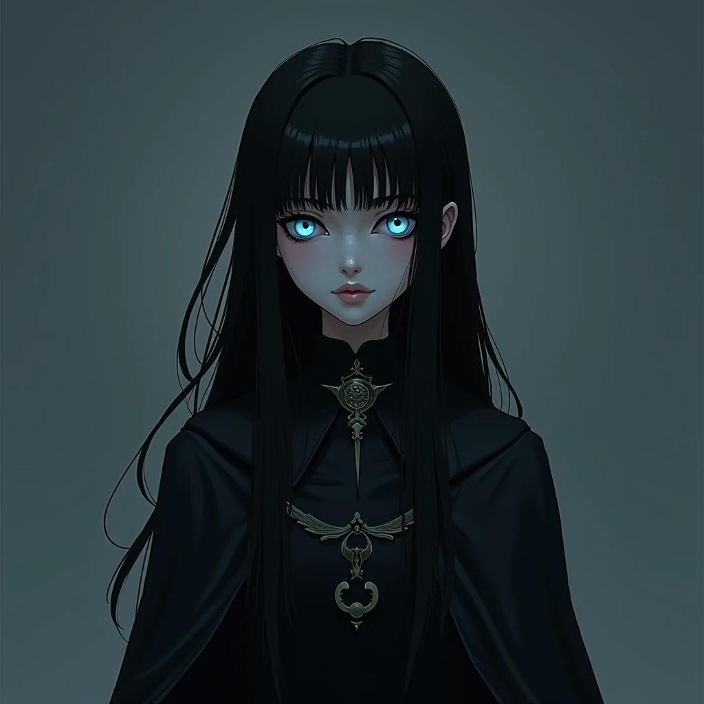 Nil is an 18-year-old girl, delicate in appearance but brimming with a quiet, untapped power. Her hair, jet-black and straight, flows down her back like a veil, its sharp contrast against the shadows enhancing her enigmatic presence. Her eyes are a pale, i...