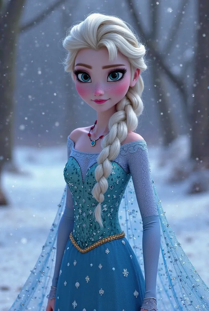 Create for me an image of Elza from Frozen naked 