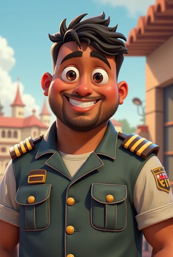 A man , he’s 29 years old he’s a medium height chubby man, he has short,black and wavy hair, his eyes are brown and big, he’s a pilot no tan real y Moreno  para niños