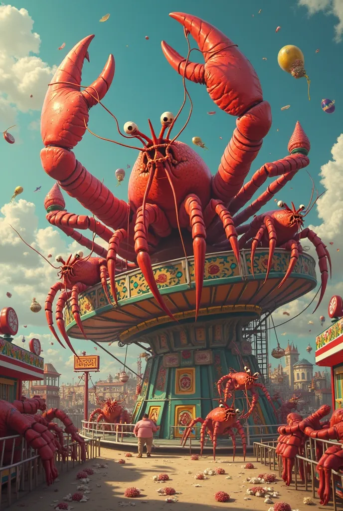 Lobsters overrunning a amusement park ride