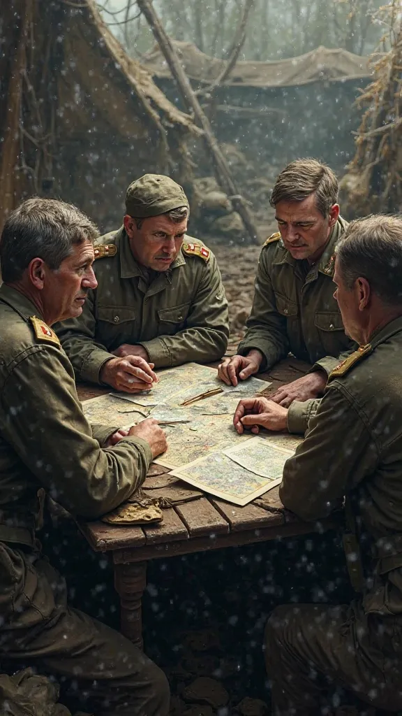 World War II soldiers holding a meeting